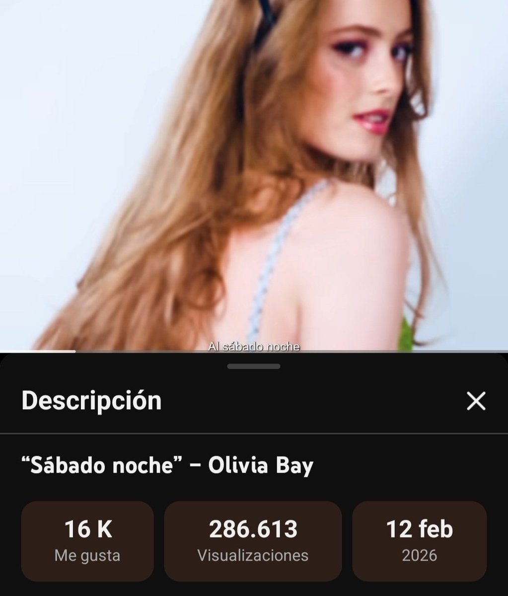 [ 📊] Olivia Bay – Sábado Noche YouTube

286k ➡️ 300k

🔗youtu.be/rwspXIvwHic 

#OliviaBay27F #OT2025