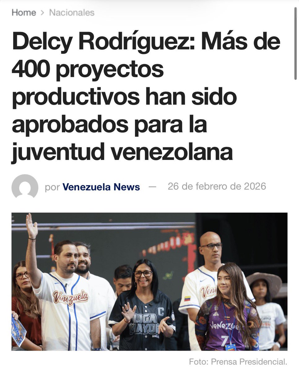 beikeryya's tweet photo. Delcy Rodríguez, presidenta encargada de Venezuela, anunció la aprobación de más de 400 proyectos productivos dirigidos a la juventud venezolana
#BBB26 #BBMzansiS6 #bbvipks4 #amici25 https://t.co/UT65w5IXFO