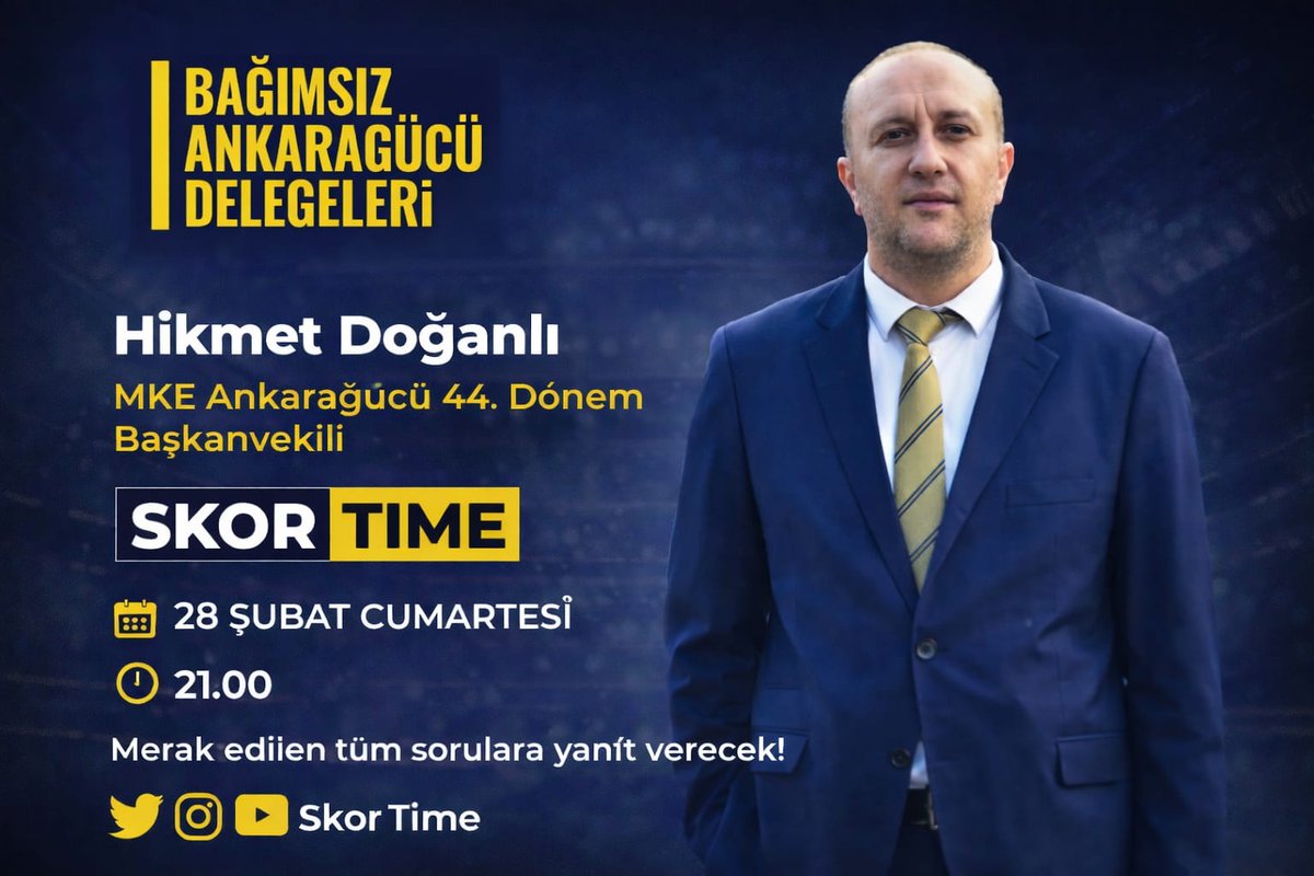 skorgazete's tweet photo. Skor Time’da Bu Hafta Konuşulmayanlar Konuşulacak!

Skor Time bu hafta yine gündem yaratacak bir bölümle ekranlarda!

Programın deneyimli yorumcuları Atilla Kiper, Yılmaz Bilgen ve Hasan Gümüş’ün eşsiz yorumlarıyla bütünleşen yayının bu haftaki konuğu:

Hikmet Doğanlı

44. Dönem MKE Ankaragücü Başkanvekili ve Bağımsız Ankaragücü Delegeleri üyesi olan Hikmet Doğanlı, görev yaptığı dönemlerle ilgili hakkında ortaya atılan tüm iddialara canlı yayında cevap verecek.

⚽ Gündeme dair merak edilenler, perde arkası gelişmeler ve çok daha fazlası bu programda!

📅 Cumartesi
🕘 Saat 21:00
📺 Skor Time’da sizlerle!
#SkorTime
#AtillaKiper
#YılmazBilgen
#HasanGümüş
#HikmetDoğanlı
#Ankaragücü
#MKEAnkaragücü
#CanlıYayın
#FutbolGündemi
#SporYorumu
#AnkaragücüGündemi
#Cumartesi21
#CanlıProgram
#SporTartışma
#GündemÖzel
@atila_kiper @Bilgen1973 @DoganlHikmet @hasansuker  Ankaragücü Hakkında Herşey..