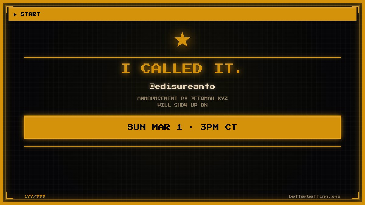 edisureanto's tweet photo. I called it! I am guessing @fermah_xyz Big Announcement drops Sun Mar 1 at 3pm CT. https://t.co/3l6FJXMQiR https://t.co/IPnRdWoeqh