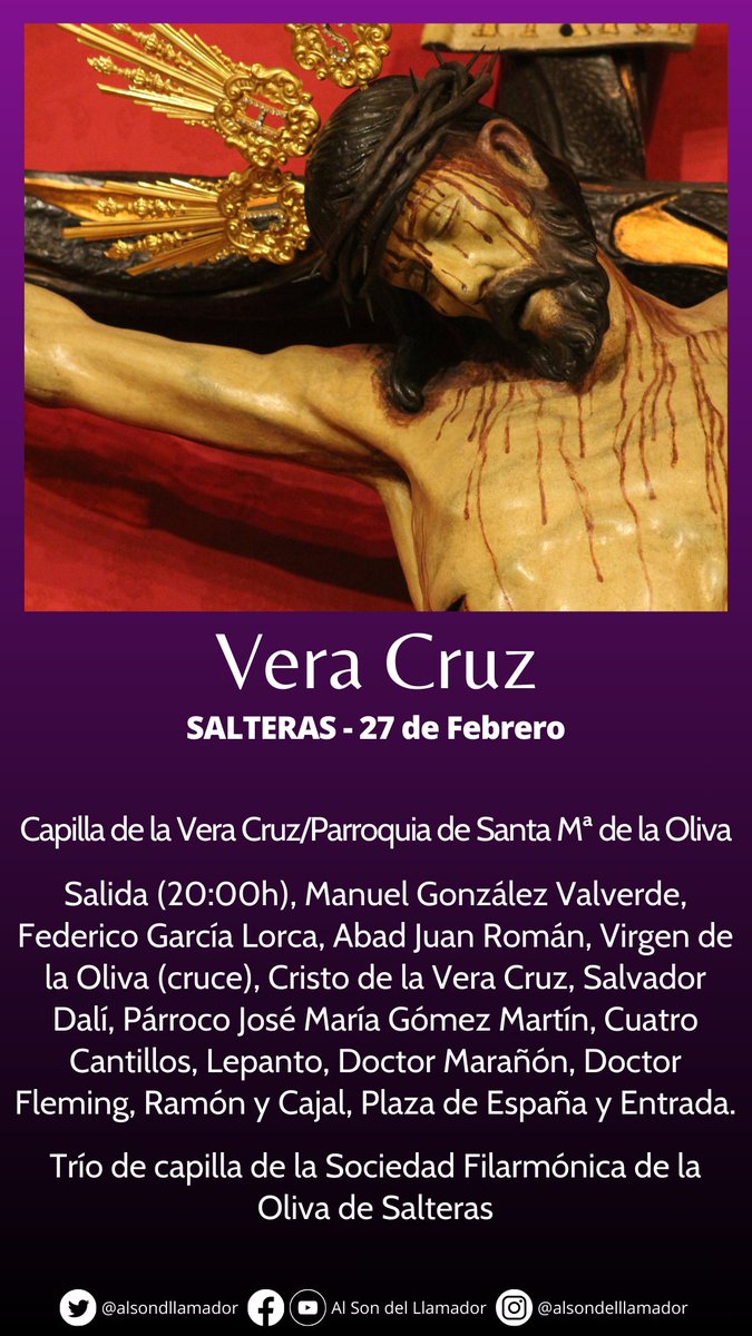 🔴 En el #AljarafeCofrade, hoy tendremos los Vía Crucis de <a href="/hdadrosariosj/">Hdad Rosario San Juan</a>, <a href="/HdadCalleReal/">Hdad Calle Real</a> y <a href="/negrossalteras/">Vera+Cruz Salteras</a>.

#TDSCofrade #CofradiasAND