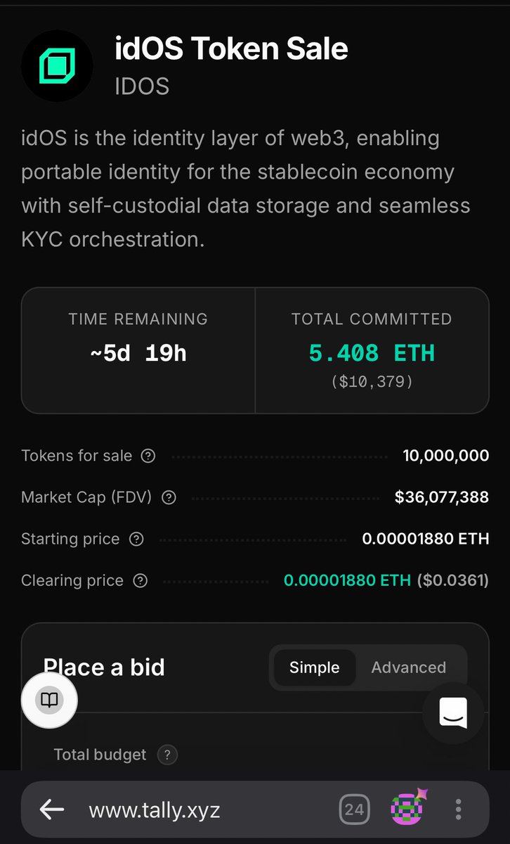 The phase 2 of <a href="/idOS_network/">idOS</a> public sale is live 

Still below expectations as just $10k contributed so far but it’s just the first day. 

It runs through till TDE on 5 march