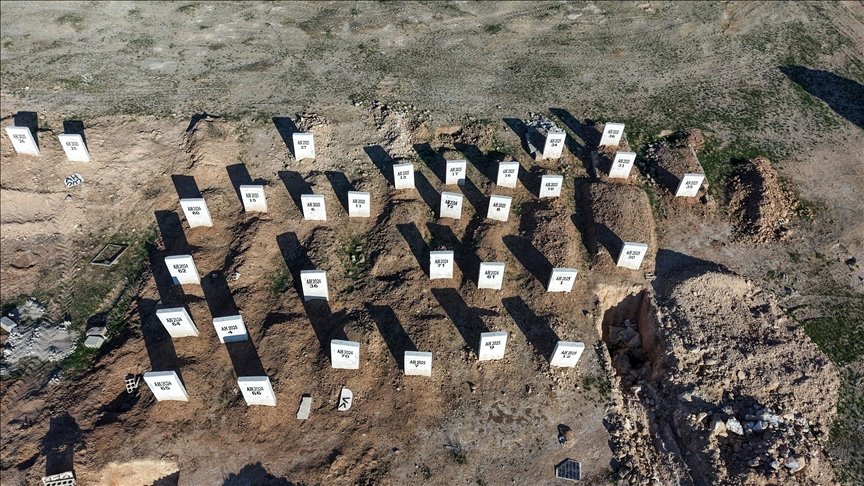 QalaatAlMudiq's tweet photo. #Syria: this is how people detained in Hawl camp were buried by #SDF. 

Only numbers. https://t.co/ASHZMiGKTg
