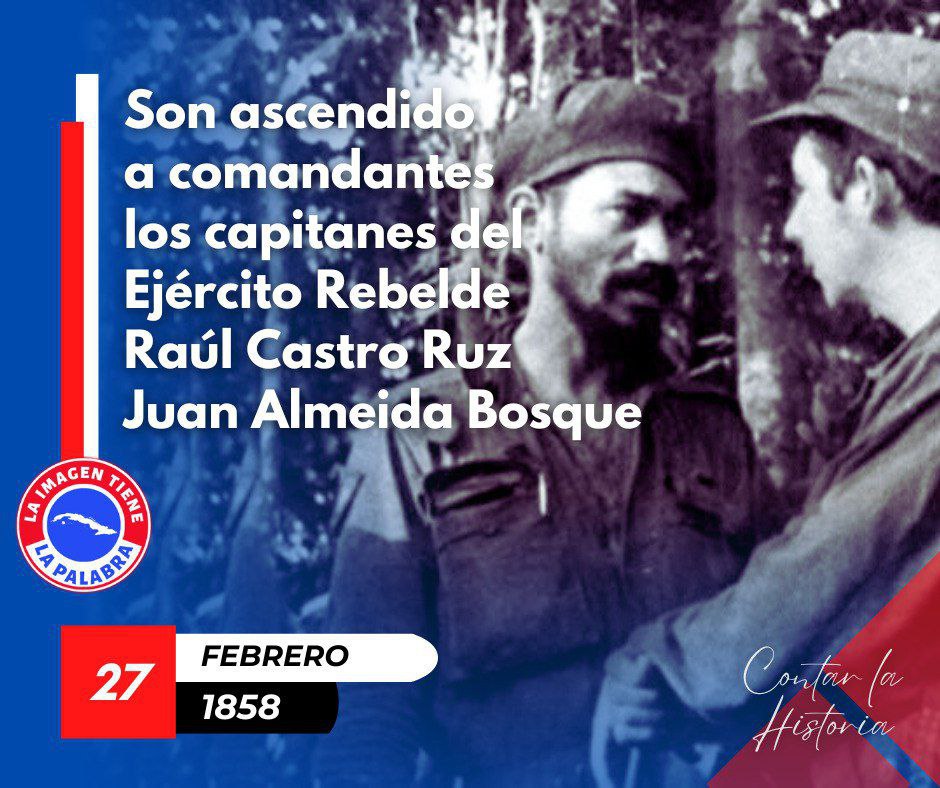 Hoy la historia nos convoca por partida doble. 🇨🇺✨ Recordamos la caída en combate de Carlos Manuel de Céspedes (1874), nuestro Padre de la Patria, y celebramos el ascenso a Comandantes de Raúl Castro y Juan Almeida (1858). ⚔️🚩

#Cuba #Historia #Céspedes