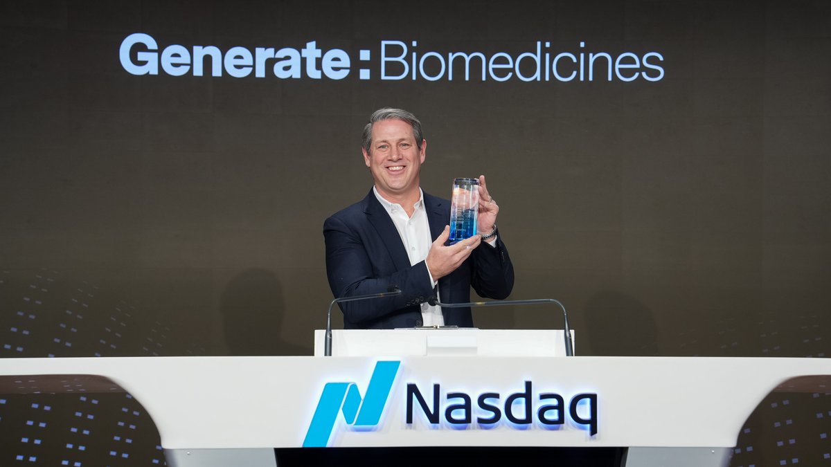 NasdaqExchange's tweet photo. At the crossroads of machine learning, automated experimentation and cutting-edge science, @generate_biomed is revolutionizing drug discovery and development. 

Here’s to building the future of medicine, $GENB! #NasdaqListed https://t.co/yaWT5LIuSP
