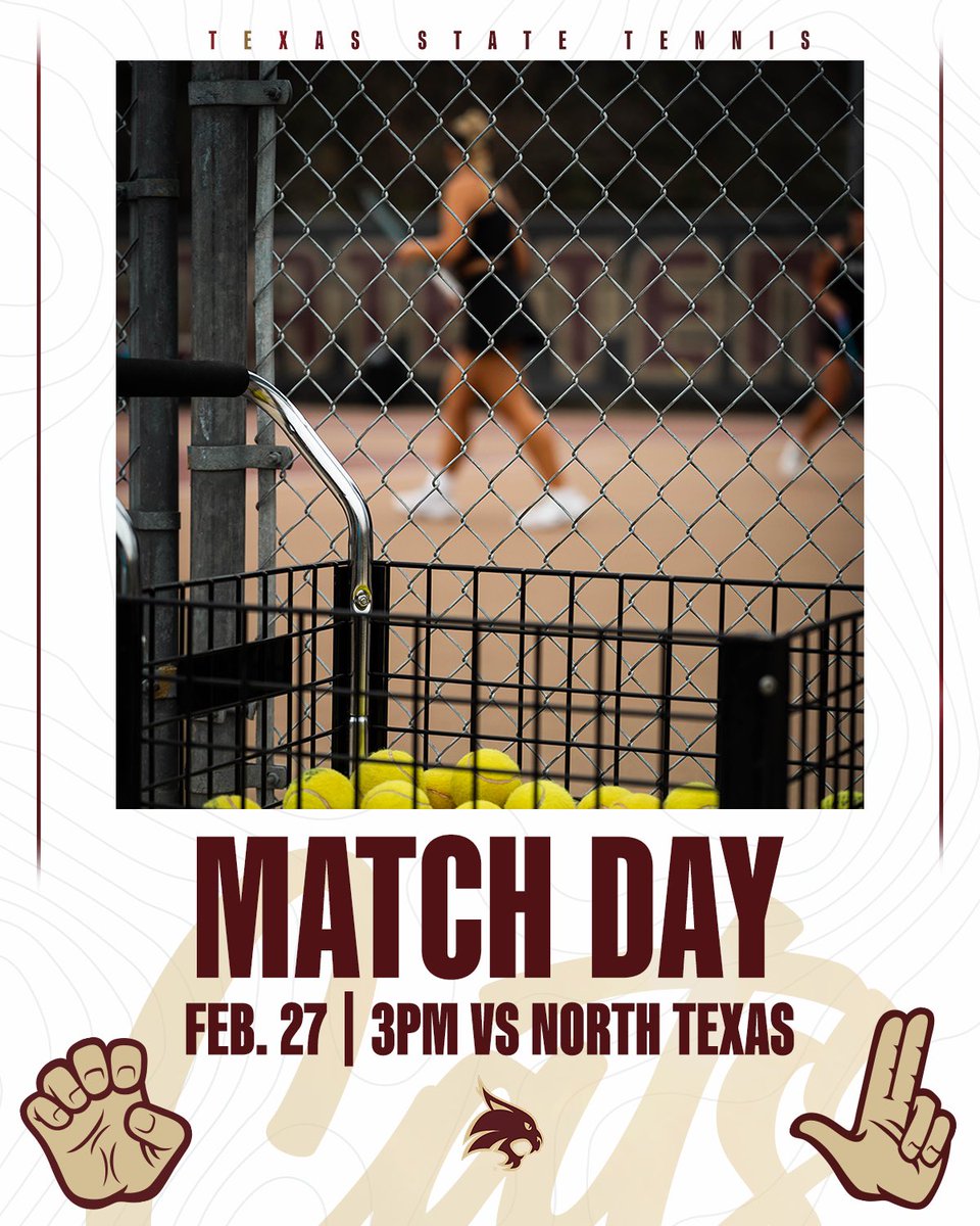 MATCH DAY 🎾🔥

🆚 North Texas
⏰ 3:00 PM
📍 Waranch Tennis Complex
📊 stats.statbroadcast.com/mobile/?id=644…

#EatEmUp