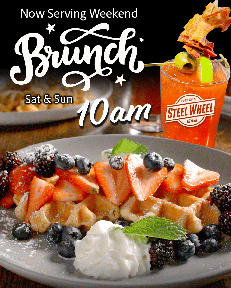 TavernSteel's tweet photo. We can now Brunch earlier at Steel Wheel Tavern! Our weekend Brunch is now offered Saturday &amp; Sunday at 10am! 🎉 Come Brunch with us! Make your reservation today!

https://t.co/Fl9NzRBrjB

#RidgewoodBrunch #SteelWheelTavern #BrunchwithUs https://t.co/puUalG5pEj