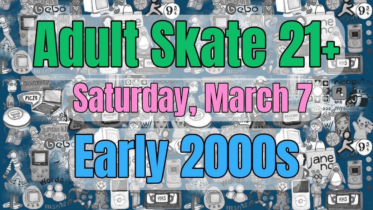 March 7th | 9:30pm-12:00am

*$12 COVER* / skating or not skating, the admission price for this event is $12
$2 discount if you bring your own skates

#GreatSkate #RollerRink #SkateWithUs #RollerSkate #Skate #StPetersMO #AdultSkate #STL #ThingstodoinSTL #2000s #Throwback