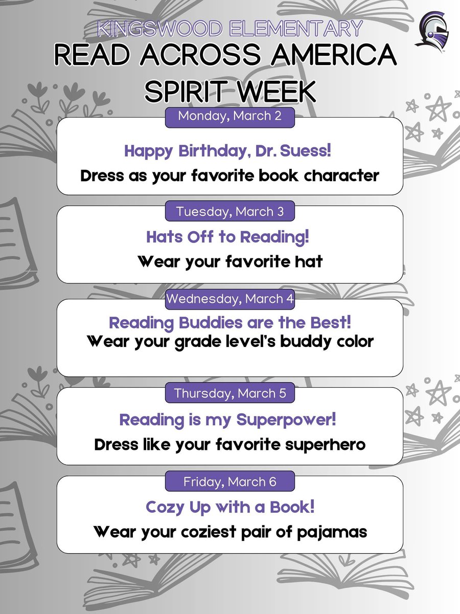 Every day is a great day to read, but Spirit Week reminds us that books build imagination, spark curiosity, and connect us all.  Join us on Monday to jump-start our week of celebrations. #uknighted