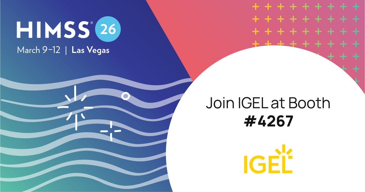 IGEL_Technology's tweet image. @HIMSS 2026 is the world’s largest healthcare IT gathering, taking place in Las Vegas from March 9–12, 2026, and IGEL Technology is ready.

Join us at Booth #4267 to see how IGEL is helping healthcare organizations modernize the digital edge with secure, centrally managed, zero