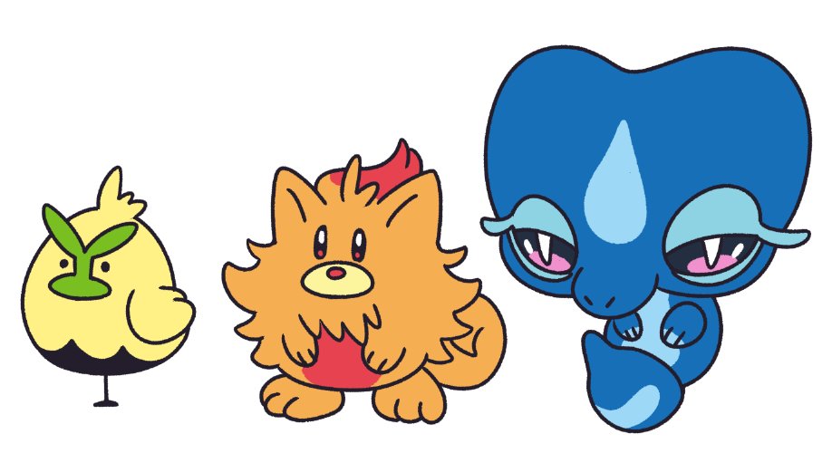 i drew the new pokemon starters theyre pretty cool