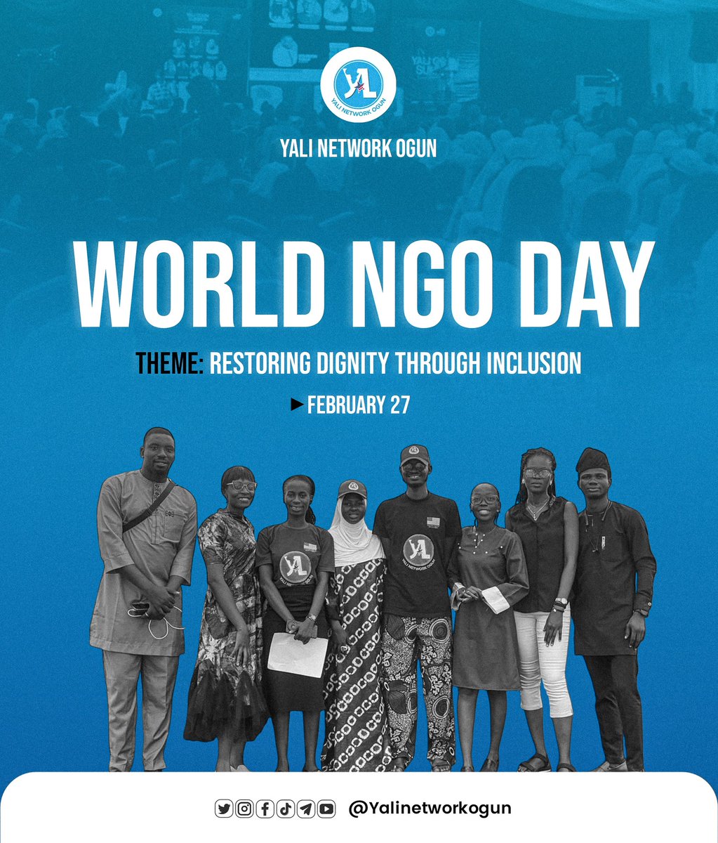 YALInetworkOgun's tweet photo. Dignity is not a privilege. It is a right.
On this World NGO Day, we celebrate organizations that are doing the work; creating spaces where every voice matters and no one is left behind
Hereβs to building communities where everyone belongs
#YALInetworkogun #YALInetworknigeria https://t.co/EPxyddhcb1