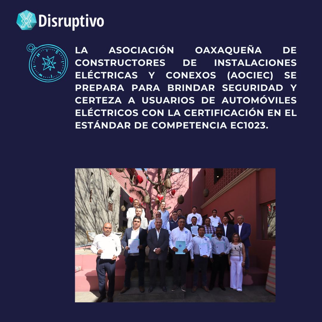 MxDisruptivo's tweet photo. Ante el crecimiento sostenido de la infraestructura para carga de vehículos eléctricos ⚡🚗, integrantes de la AOCIEC obtuvieron la certificación en el Estándar de Competencia EC1023 📜✅

Más información aquí 👇
https://t.co/A49YBaTgcI https://t.co/msZYHXwK1k