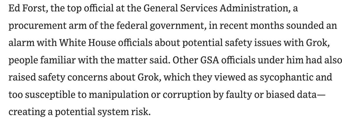 jonfavs's tweet photo. Even the Trump administration realizes Elon's Grok is biased trash: https://t.co/9JsJ1eduUe