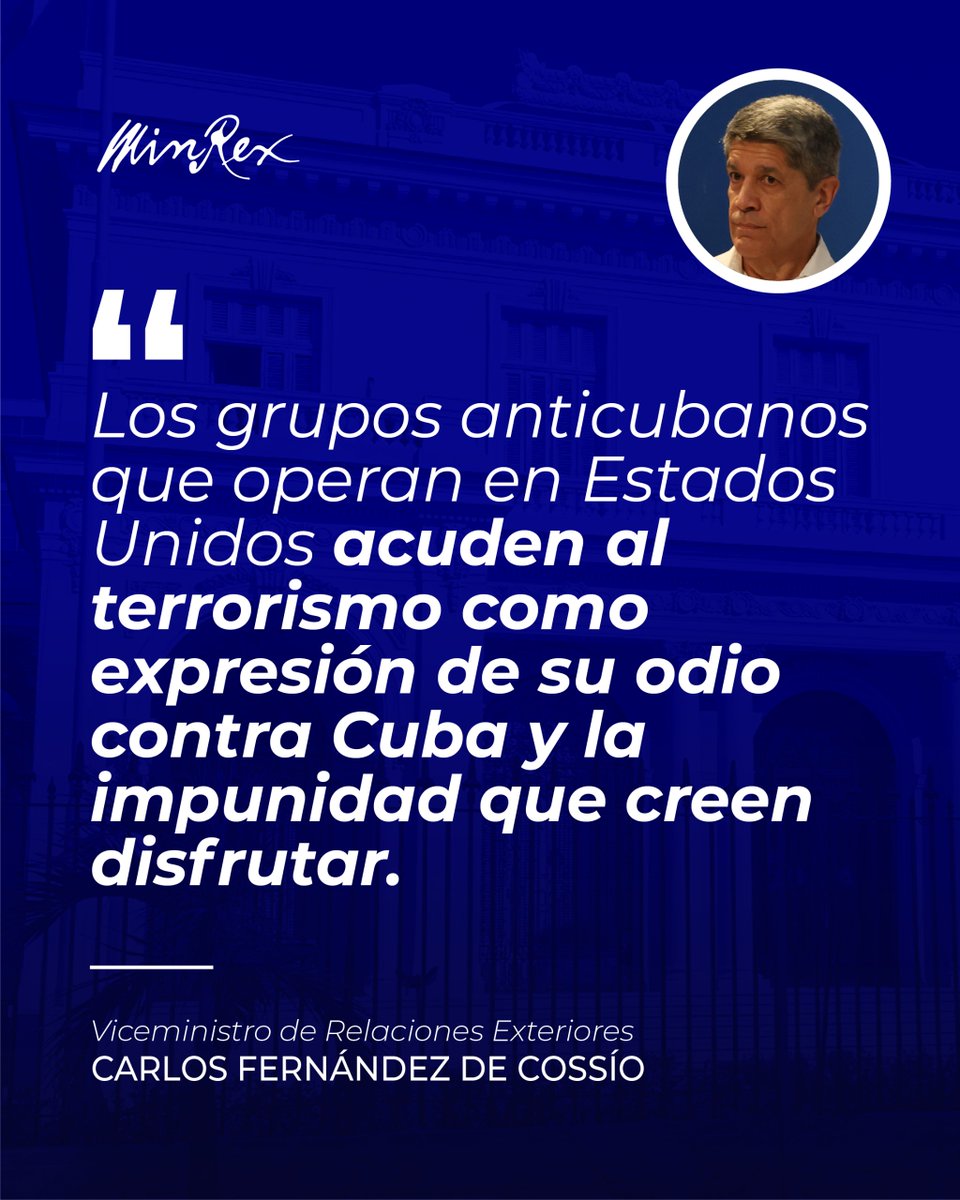 📌 Fragmento de las declaraciones del viceministro de Relaciones Exteriores, <a href="/CarlosFdeCossio/">Carlos F. de Cossio</a>.

🗣️ "Nuestro país mantiene un desempeño ejemplar en el enfrentamiento al terrorismo, ha cumplido y continuará honrando los compromisos que ha asumido en esa materia."

#NoAlTerrorismo