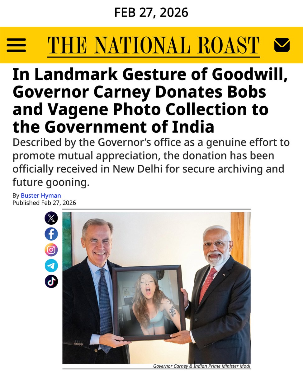 BREAKING: Governor Carney Gifts Bobs &amp; Vagene to India, Receives Cow Dung in Return.
Story by NR affiliate <a href="/Buster_NR/">Buster Hyman</a>