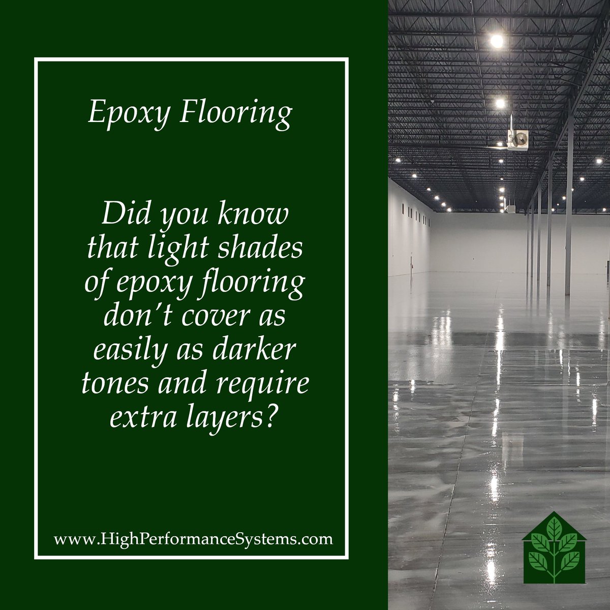 HighPerfSystems's tweet image. Lighter #epoxyflooring colors often require additional layers during installation because light shades, such as whites, grays, and beiges, provide less natural coverage than darker pigments. highperformancesystems.com/epoxy-flooring… #facilitymaintenance #industrialfloor #warehousefloor
