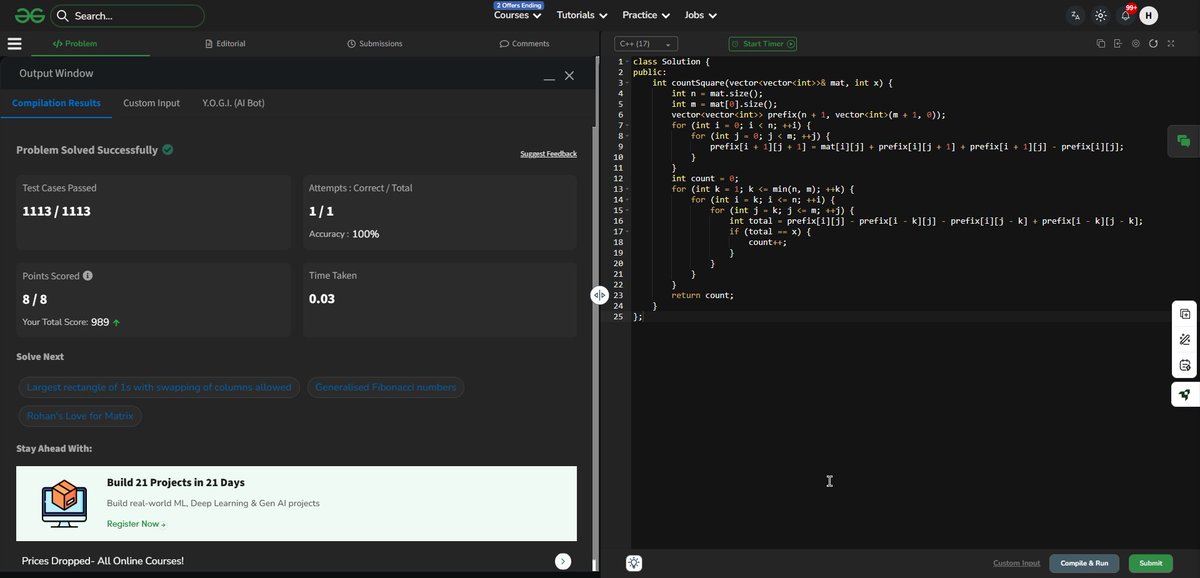 #Day1 of solving POTD for GeekStreak60

<a href="/geeksforgeeks/">GeeksforGeeks | Learn to Code</a>
<a href="/NPCI_NPCI/">NPCI</a>
#geekstreak60  #npci #ProblemSolving #DSA