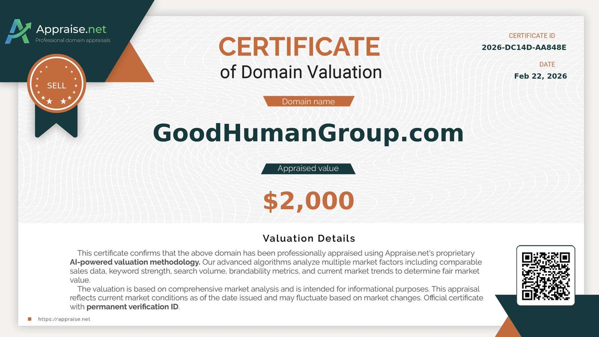 HookDomain's tweet photo. New Acquisition: https://t.co/YWQdPHAkEZ 🌐
​In the AI era"Human Integrity" is the ultimate brand.Secured this premium .com for the future of ethical recruitment &amp; HR Tech
​The definitive address for people-first leadership 
​#DomainNames #Branding #HRTech #AI #Web3 #GoodHuman https://t.co/CiI7mC3Zo2