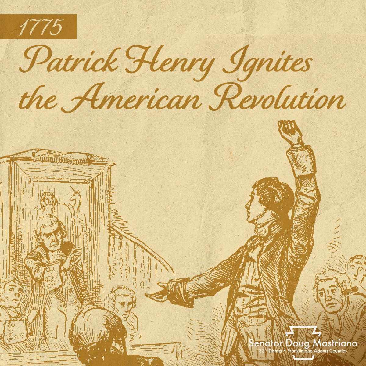 SenMastriano's tweet image. March 23, 1775 - Patrick Henry ignited the American Revolution with a speech before the Virginia convention in Richmond, stating, "I know not what course others may take; but as for me, give me liberty, or give me death!"