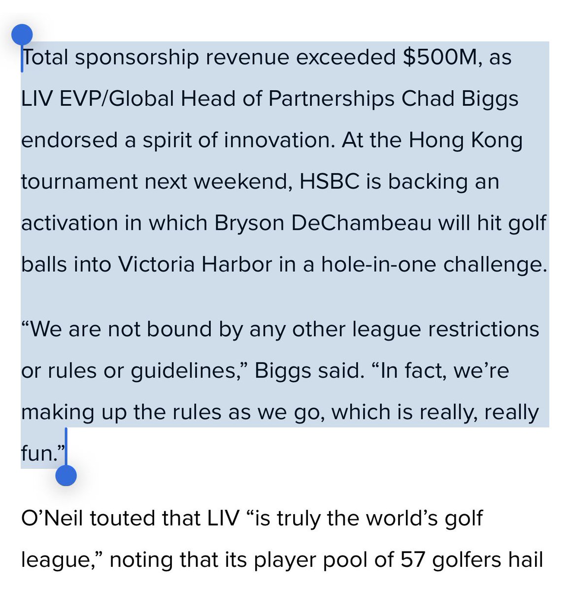 ProGolfCritic's tweet photo. #TheData ๐๐
The 2nd paragraph is also the huge advantage @livgolf_league has over the @PGATOUR as long as the PGAT continues to be bound by archaic rules (which they may not be soon, but still are). https://t.co/hWvEOTXf52