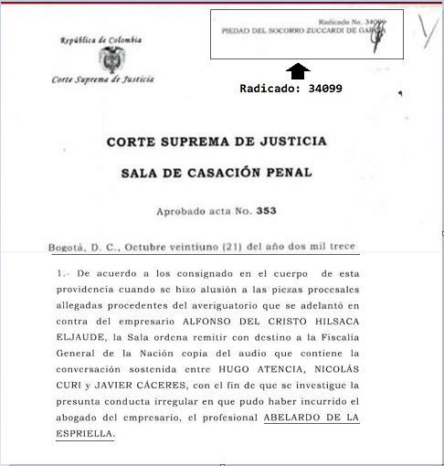 QUÉ GRAVE. El proceso bajo el radicado 34099 que contiene la compulsa de copias contra Abelardo de la Espriella, revelado por Daniel Coronell, es totalmente reservado y su documentación no puede ser vista públicamente en su archivo oficial. ¿La Corte Suprema protege a Espriella?
