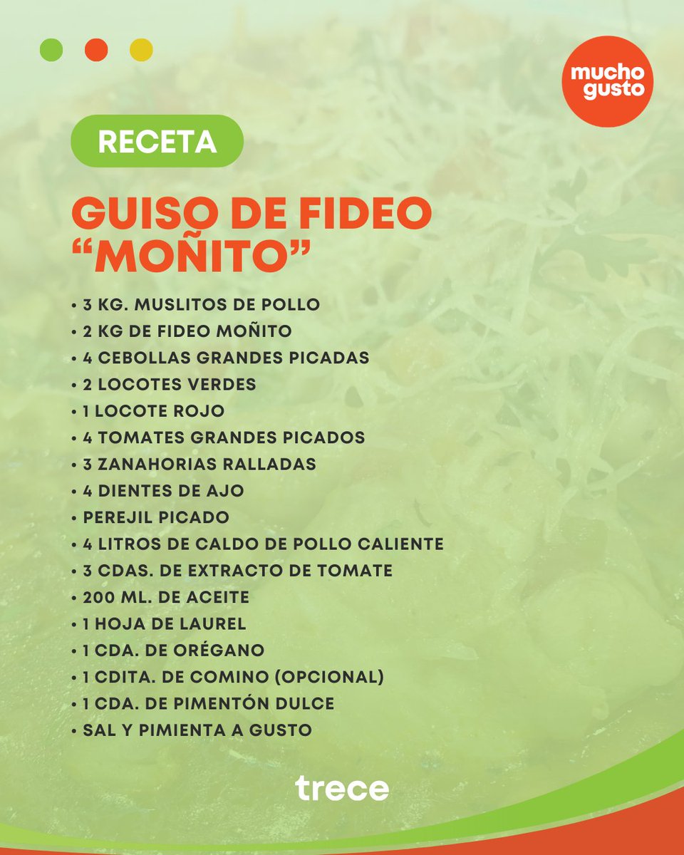 Viernessss de ✨GUISO DE FIDEO MOÑITO✨

😎A pedido de #Marilia y #Yanni, hoy preparamos esta riquísima opción. ¡Hacelo vos también en tu casaaaa!

😋Contanos también de paso cuál es tu fideo favv😋

🔗trece.com.py
#MuchoGustoPy📺| #Trece