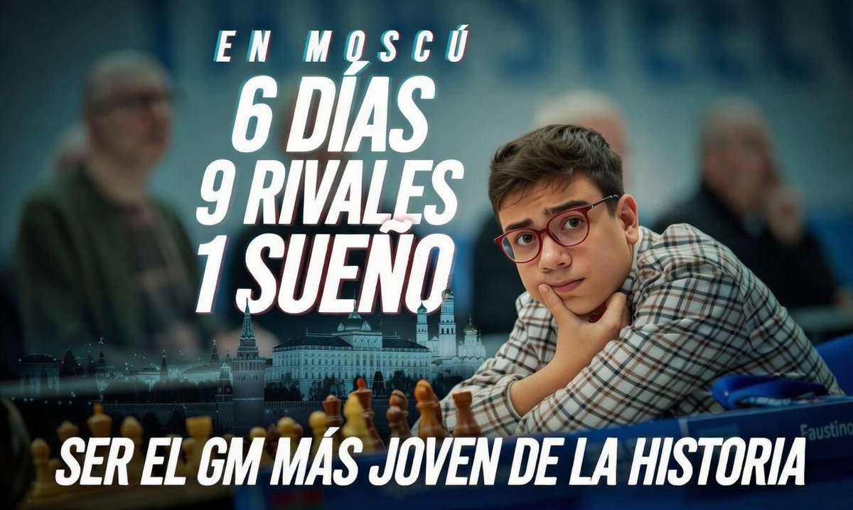 🚨ESTE SÁBADO FAUSTINO ORO VUELVE A JUGAR🚨

Faustino es el más chico en la historia en buscar el título más alto del ajedrez. Jugará en Rusia, cuna del deporte, con temperaturas bajo cero. Enfrentará a los mejores. 

🔴 Transmitiré en vivo por Ajedrez de Primera (YouTube)