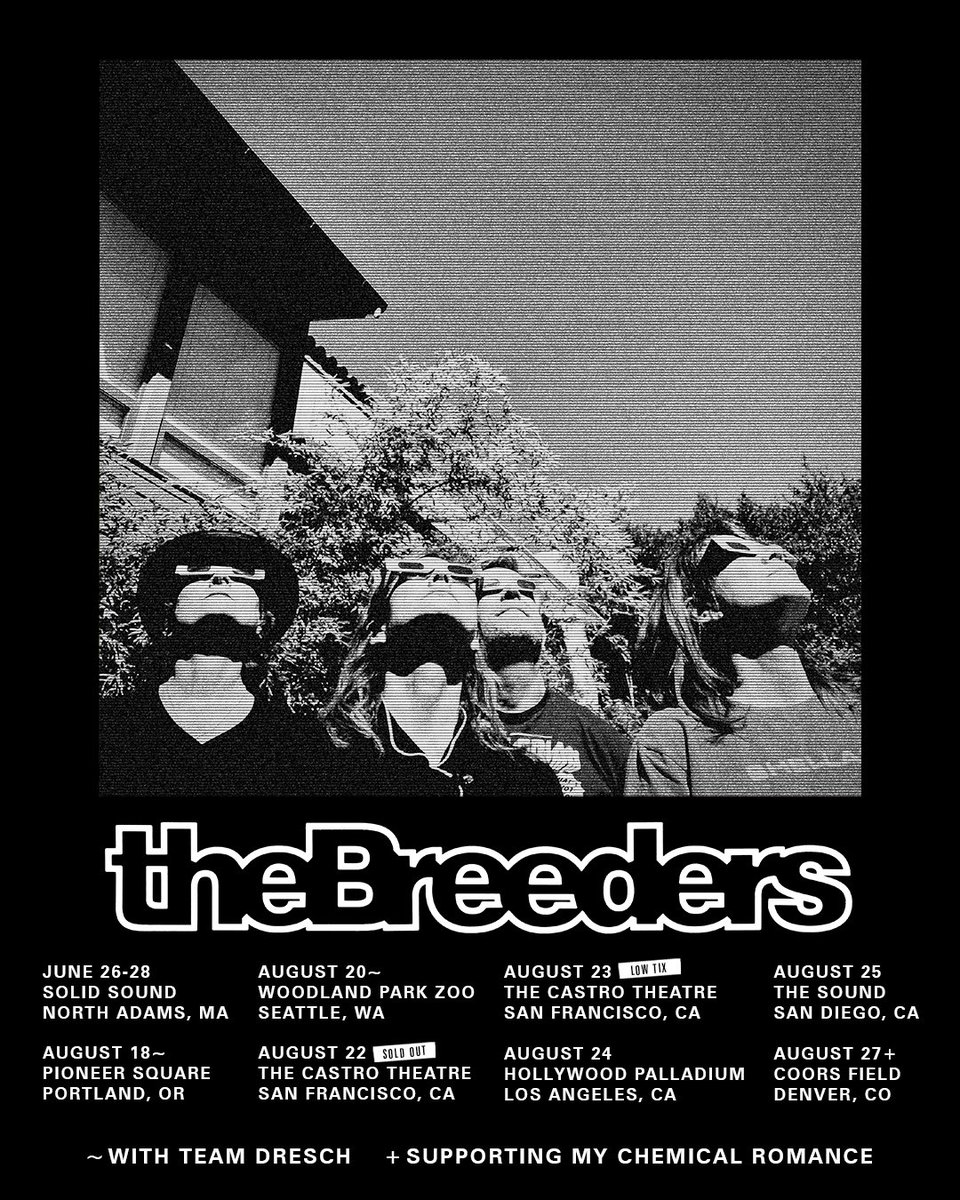 thebreeders's tweet photo. All tour dates are on sale, including our newly added Portland and Seattle shows. Find tickets at https://t.co/4eIaoYSxwT https://t.co/6kLOHYVr8I