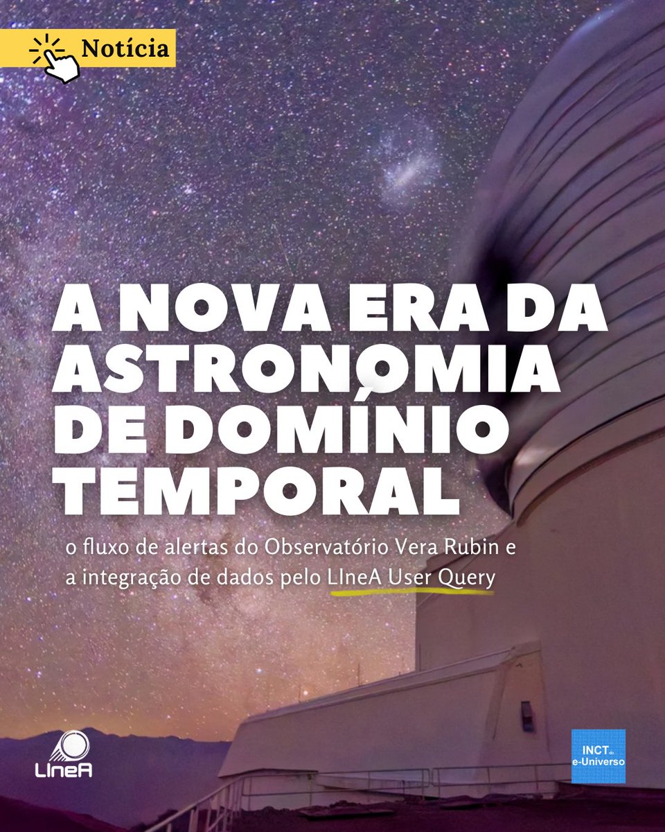 O Observatório Vera C. Rubin está prestes a redefinir a astronomia moderna e o Brasil ocupa uma posição estratégica e privilegiada através do LIneA! 

Saiba mais: tinyurl.com/56szxec7