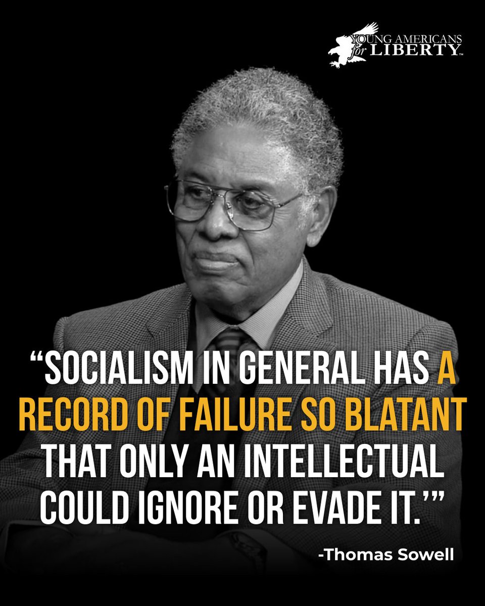 YALiberty's tweet image. Gen Z needs an economic system that does not have a track record of constant failure. In other words, Gen Z needs capitalism.

#Capitalism #Socialism #ThomasSowell