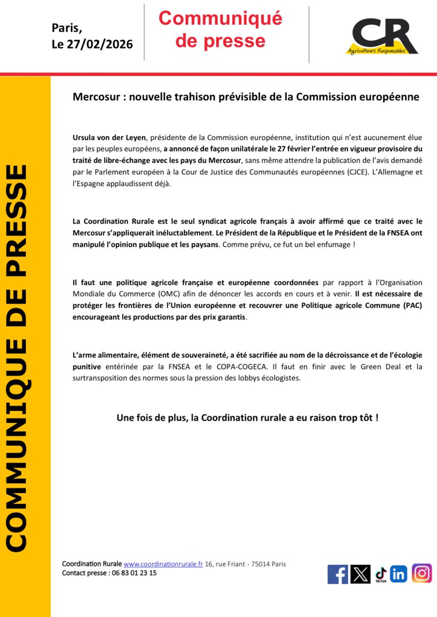 Coordination Rurale tweet media