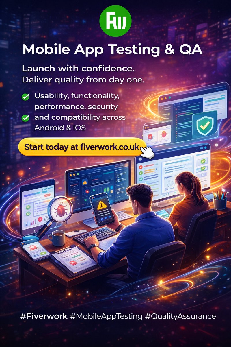 fiverwork5's tweet photo. Your app shouldn’t crash, lag, or fail users. Fiverwork delivers expert mobile app testing and QA across Android and iOS, covering usability, performance, security, and compatibility. Launch confidently with quality built in
👉https://t.co/VAVx9s5sv9

#Fiverwork #MobileAppTesting https://t.co/84B0zzLIA8