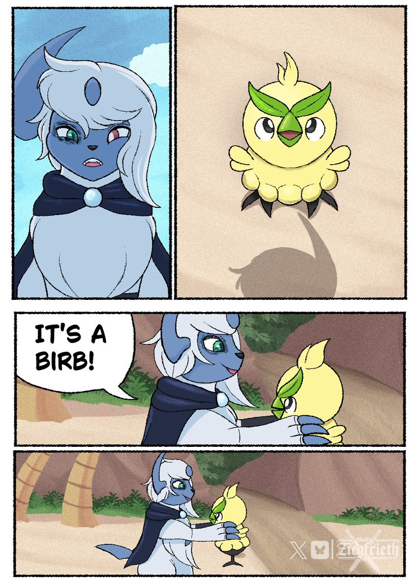 Leon the absol meets a silly birb friend #browt #PokemonWindsWaves #PokemonDay