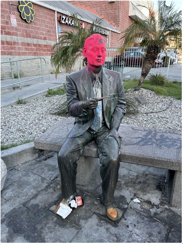 Chiune Sugihara saved 6,000 Jews. Earlier this week, his statue in Los Angeles was vandalized with red paint.

Sugihara was a Japanese diplomat stationed in Lithuania during World War II. As thousands of Jewish refugees desperately sought escape, many did not meet the strict