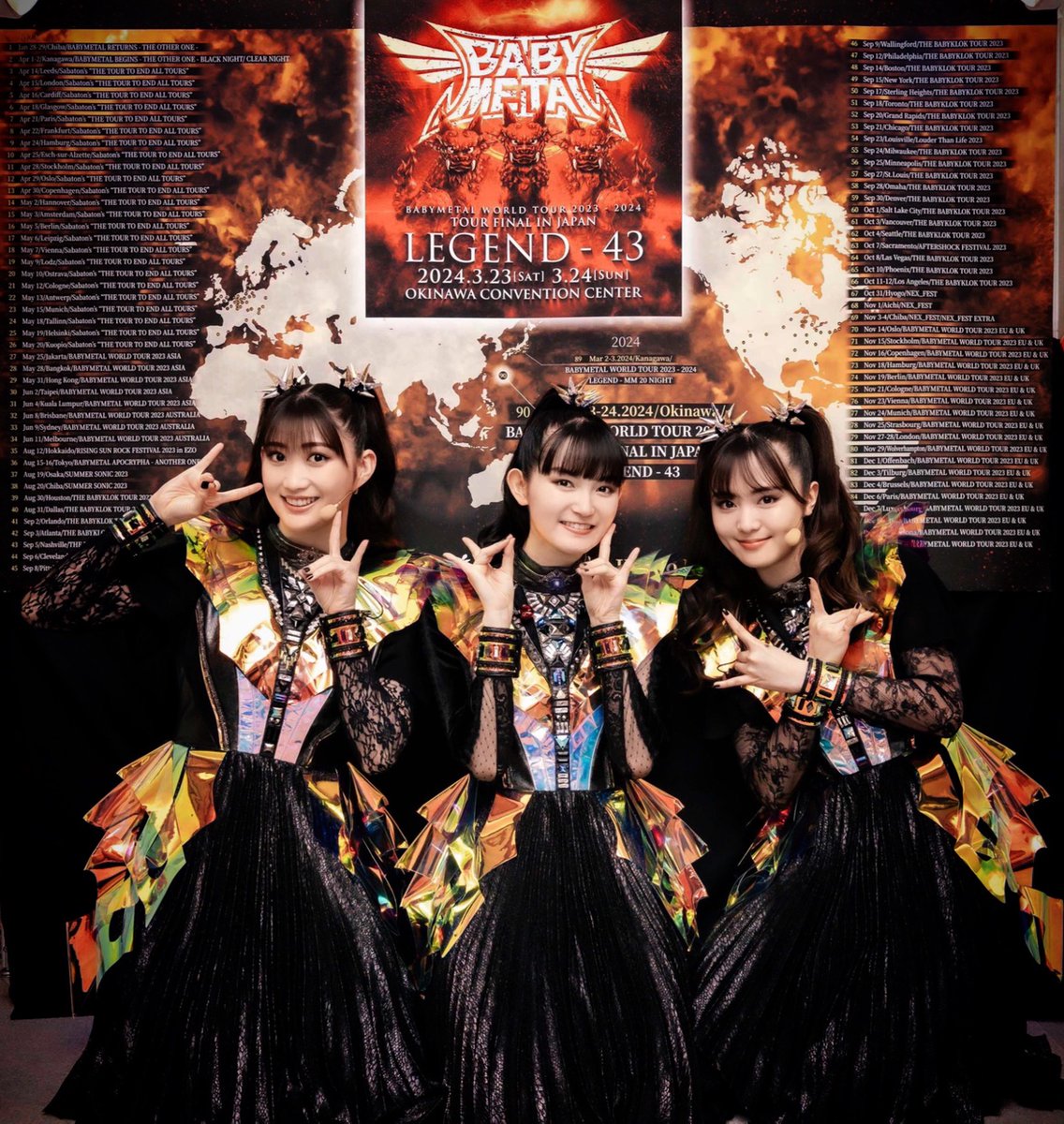 ThisD_BABYMETAL's tweet photo. 2024年3月24日,BABYMETALが沖縄コンベンションセンターで「BABYMETAL WORLD TOUR 2023-2024 TOUR FINAL IN JAPAN LEGEND - 43」を敢行。 https://t.co/PuuhtHQU1f