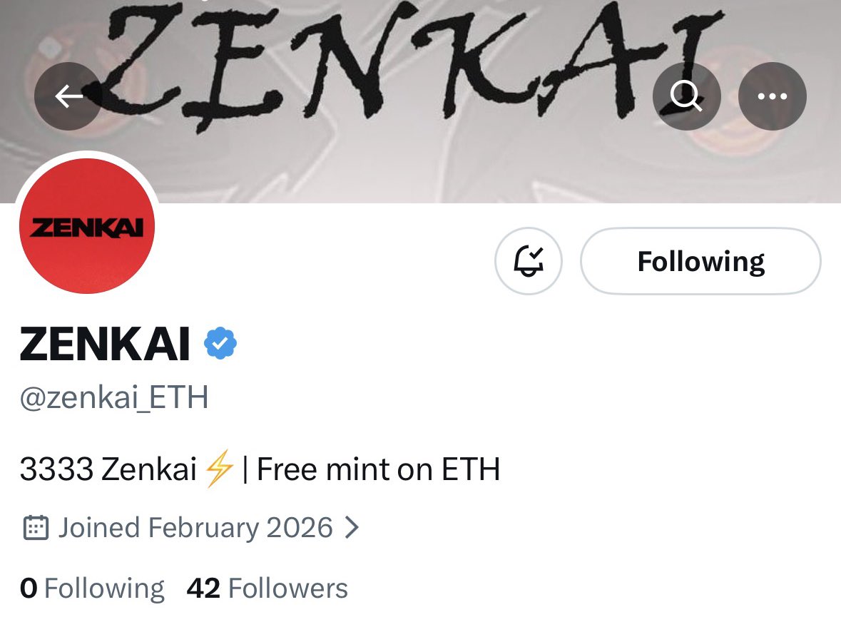 Early Alpha - <a href="/zenkai_ETH/">ZENKAI</a> 

Free Mint on ETH
3333 Supply 

Still Early (42 followers)

follow and turn on notis 🔔 
drop your EVM &amp; RT will pick few people for GTD spots.