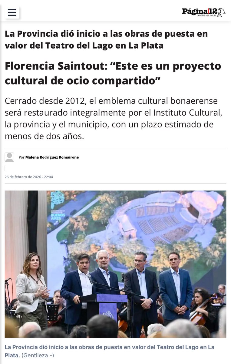 Cuanta más actividad cultural hay, más trabajo hay.

Nota completa 👉🏻 pagina12.com.ar/2026/02/27/flo…