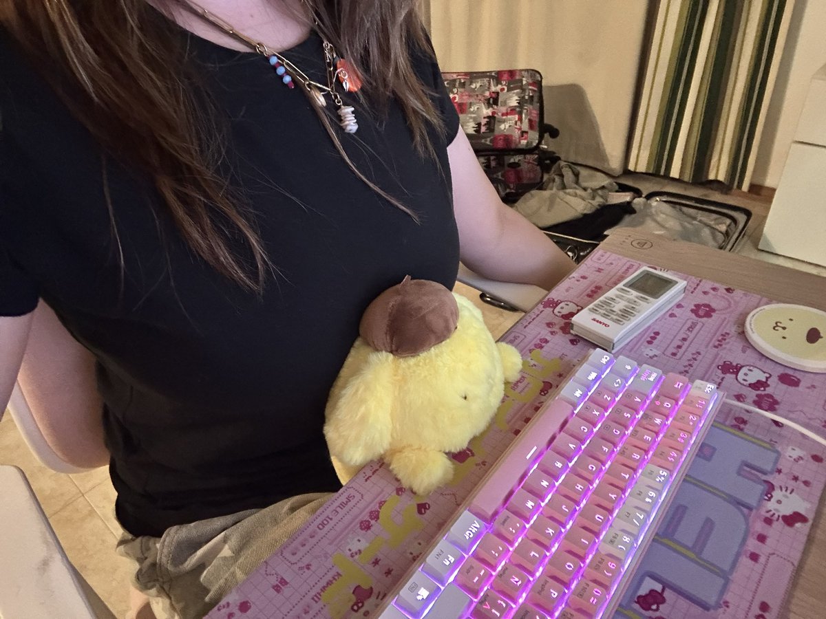 minibailu's tweet photo. en japon me compre tambien un pompompurin posture pal que basicamente ayudan a recordar que te sientes derecho y lo amoOoO es super util https://t.co/hpd6cCyDXk