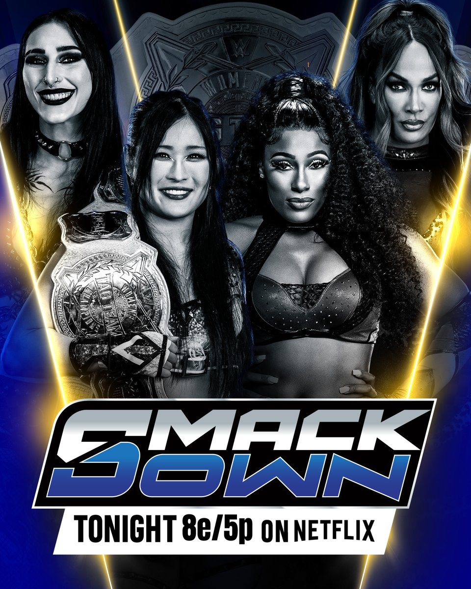 0Nickanimate's tweet image. Rhea Ripley  &amp;amp; Iyo Sky defend the WWE Women's Tag Team Championship against lash legend  &amp;amp; Nia Jax TONIGHT on #SmackDown! 

📺8 ET/5 PT on @netflix