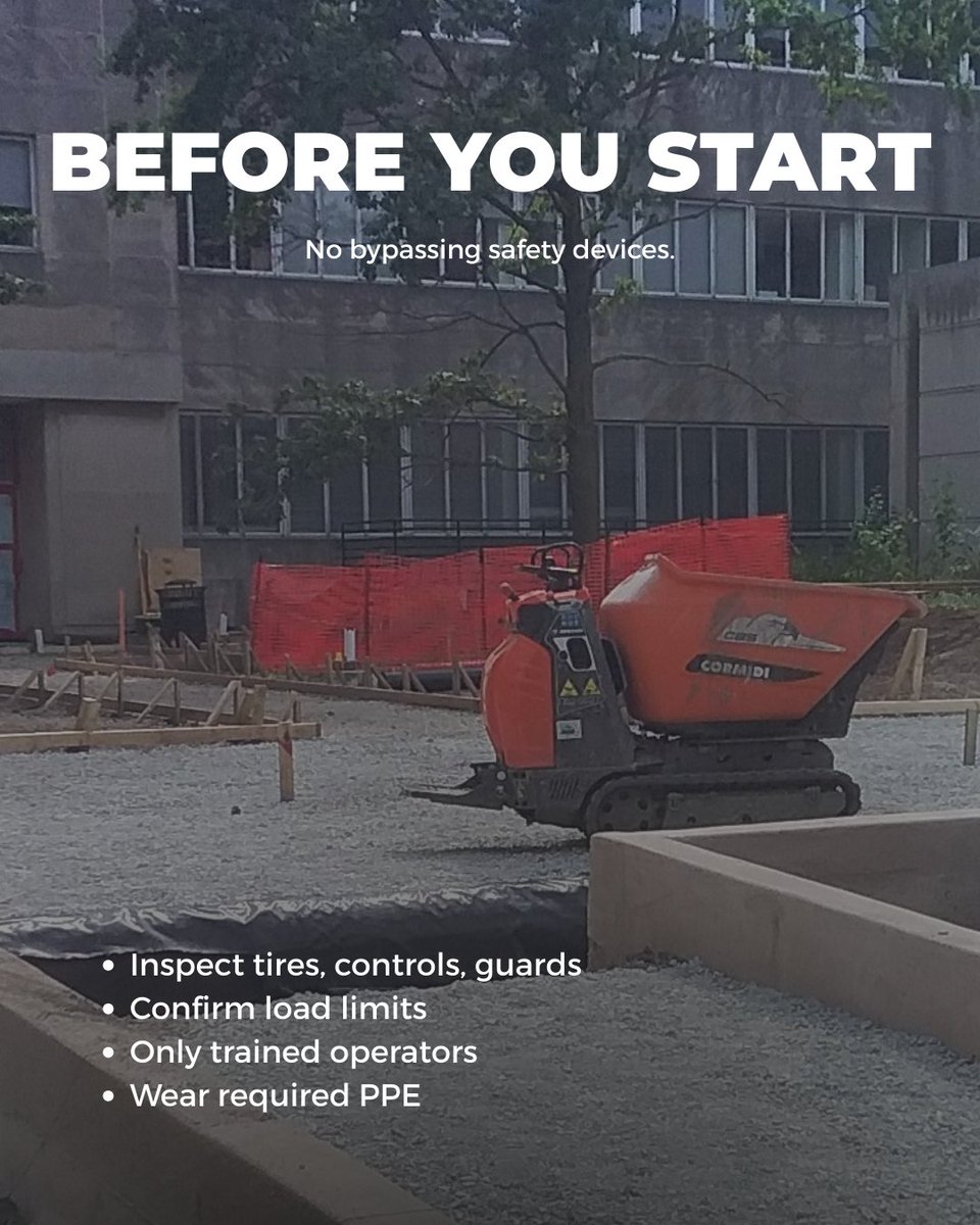 CSI_3000's tweet photo. Concrete buggies move production forward but only when used safely.
This week's toolbox talk focused on inspection, proper operation, and staying alert to rollover and struck-by hazards. Small decisions on the jobsite make a big difference. https://t.co/W1EWzRR7ey