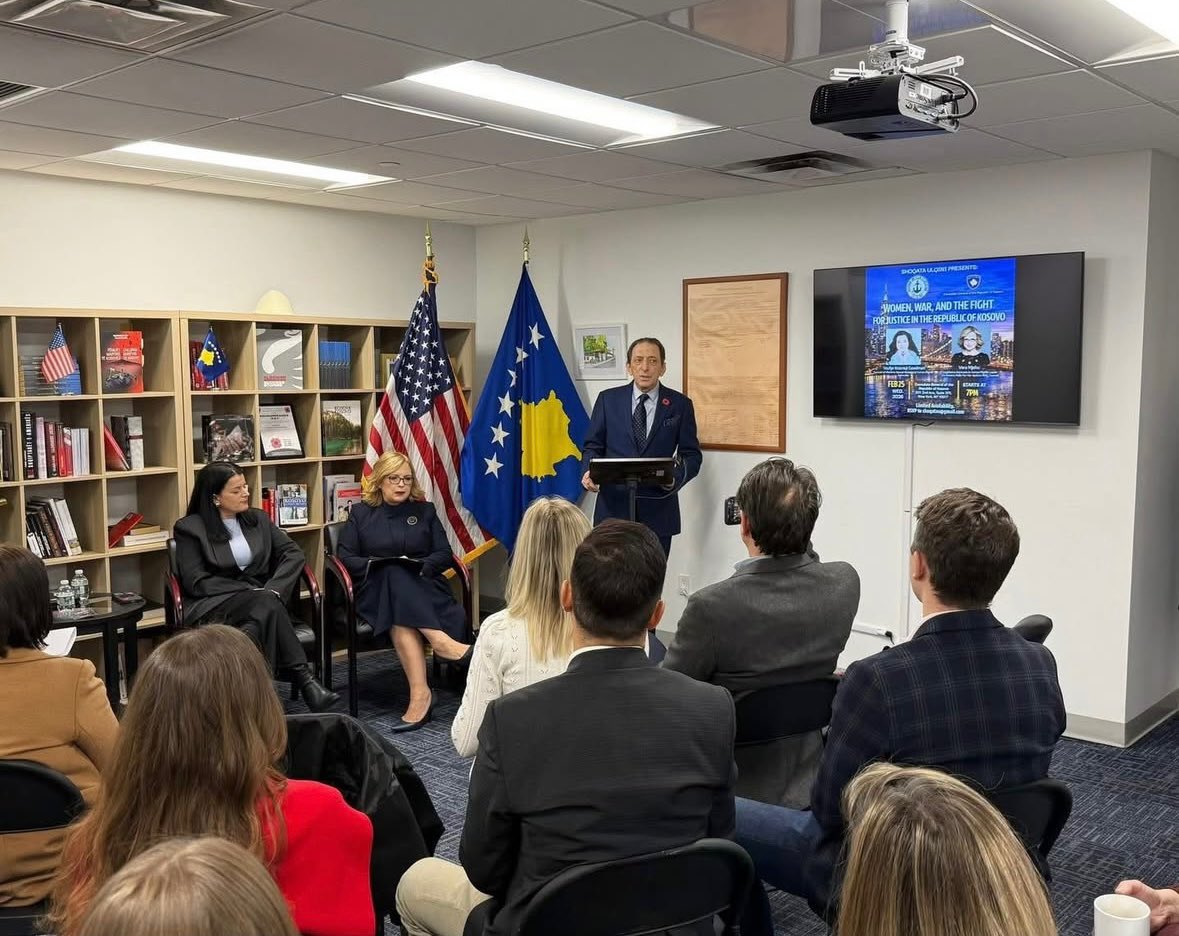 rallyforher's tweet photo. Great discussion at the General Consulate of Kosova in NY on Women, War and Fight for Justice for Survivors in the Republic of Kosova. #CRSV https://t.co/x1vpS7UsRk @VasfijeKrasniqi @VeraMjeku https://t.co/lG8PGeEm94