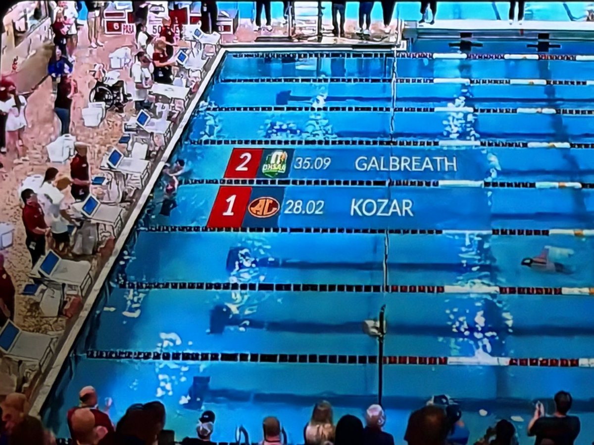 STATE CHAMPION Aubrey Kozar! 2X 50 free state champion and only a sophomore.