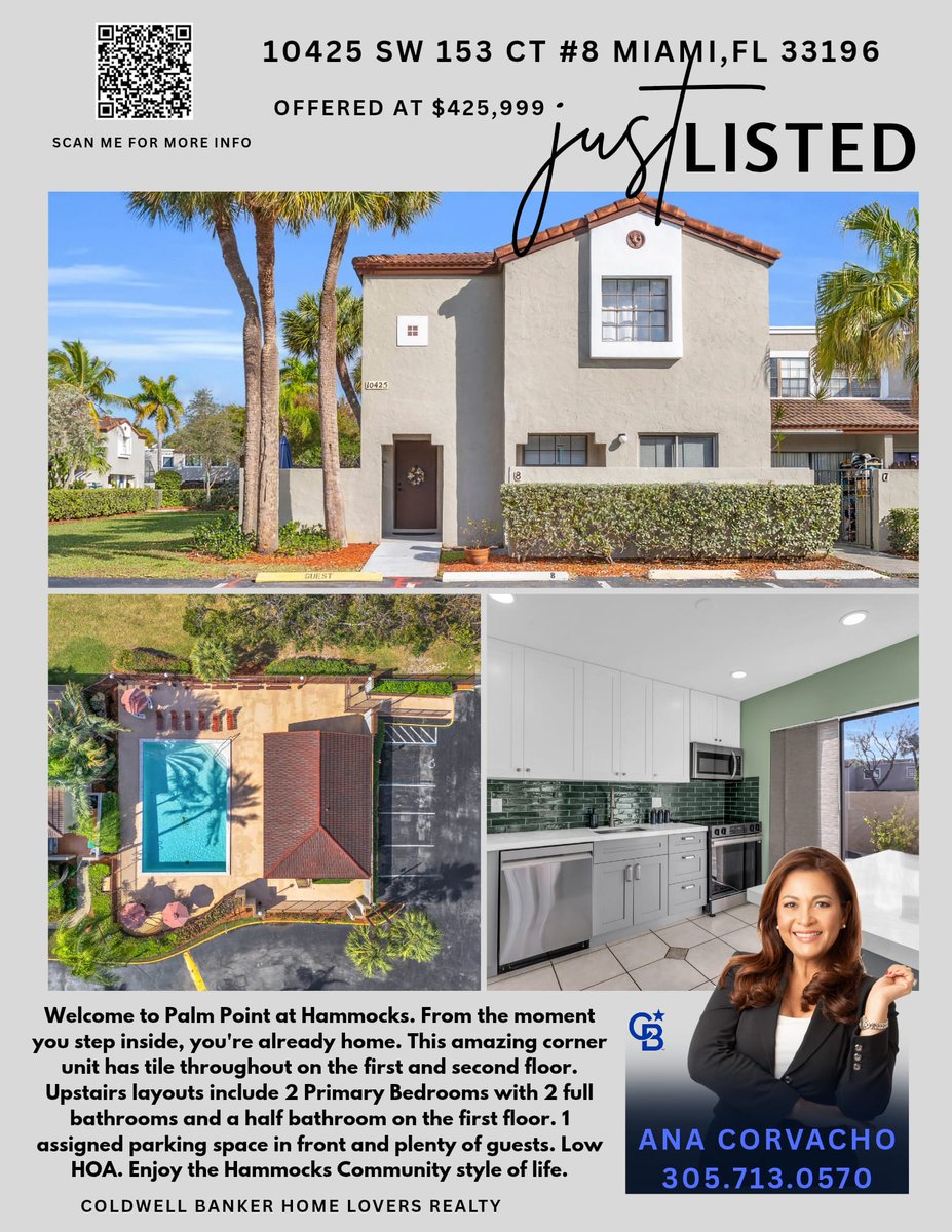 CBHomeLovers's tweet photo. 🏡 Just Listed – Palm Point at The Hammocks  An excellent opportunity in a highly desirable Kendall location.

#JustListed #PalmPoint #TheHammocks #KendallRealEstate #MiamiRealEstate #TownhouseForSale #CornerUnit #SouthFloridaHomes #MoveInReady #MiamiHomesForSale https://t.co/cj4XHCzniG
