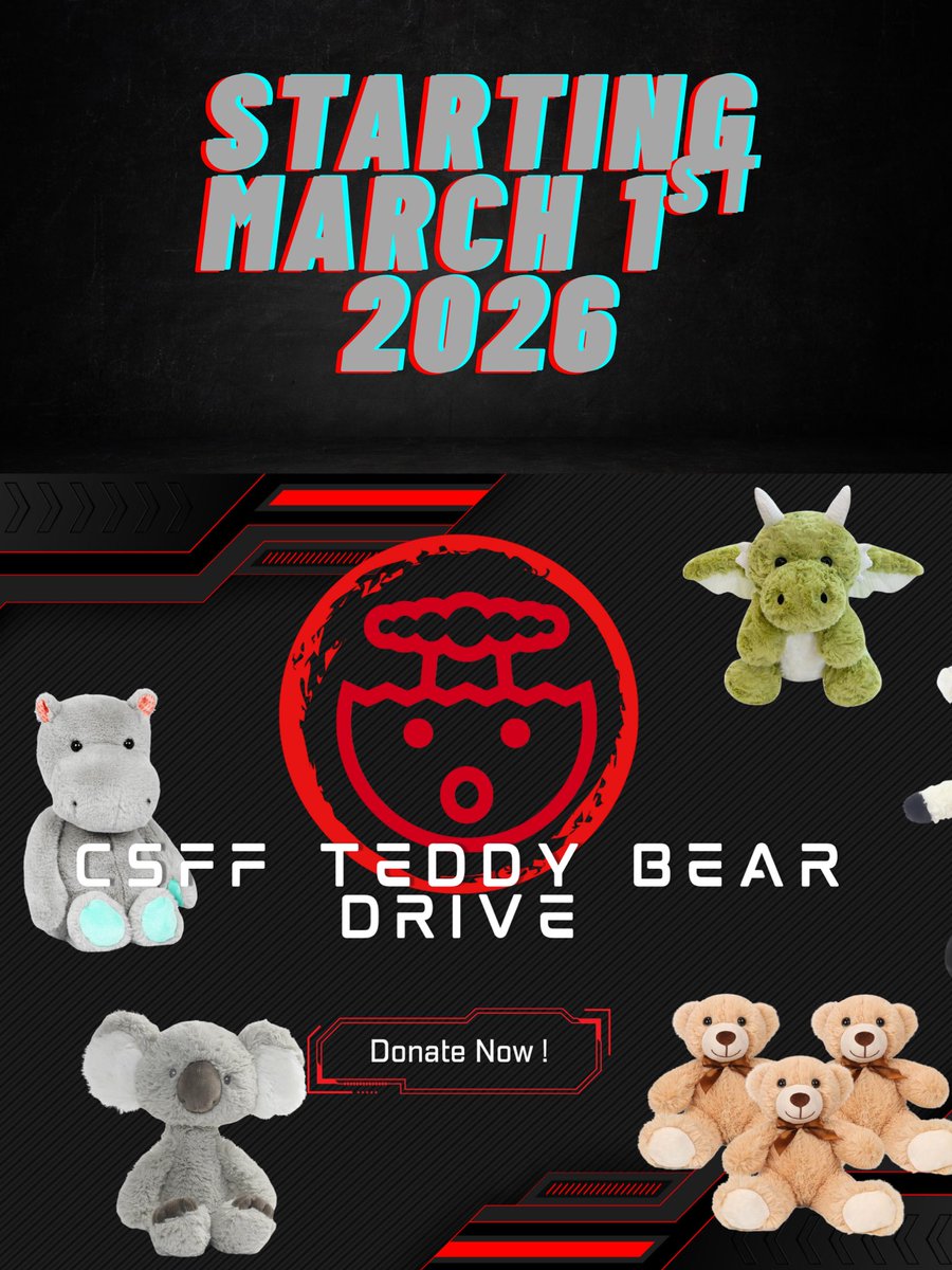 Bamboozled95's tweet photo. @everyone It’s almost March ! And yall know what time that is for CSFF ! Spread the word!! 
Our 2026 CSFF Teddy Bear Drive is here!!! Bears are given to the local children’s Hospital! 
Can we raise more than 200 Bears? 

https://t.co/tRX7WTMid2

https://t.co/LA27DL26Ey https://t.co/7w6xnd0reF