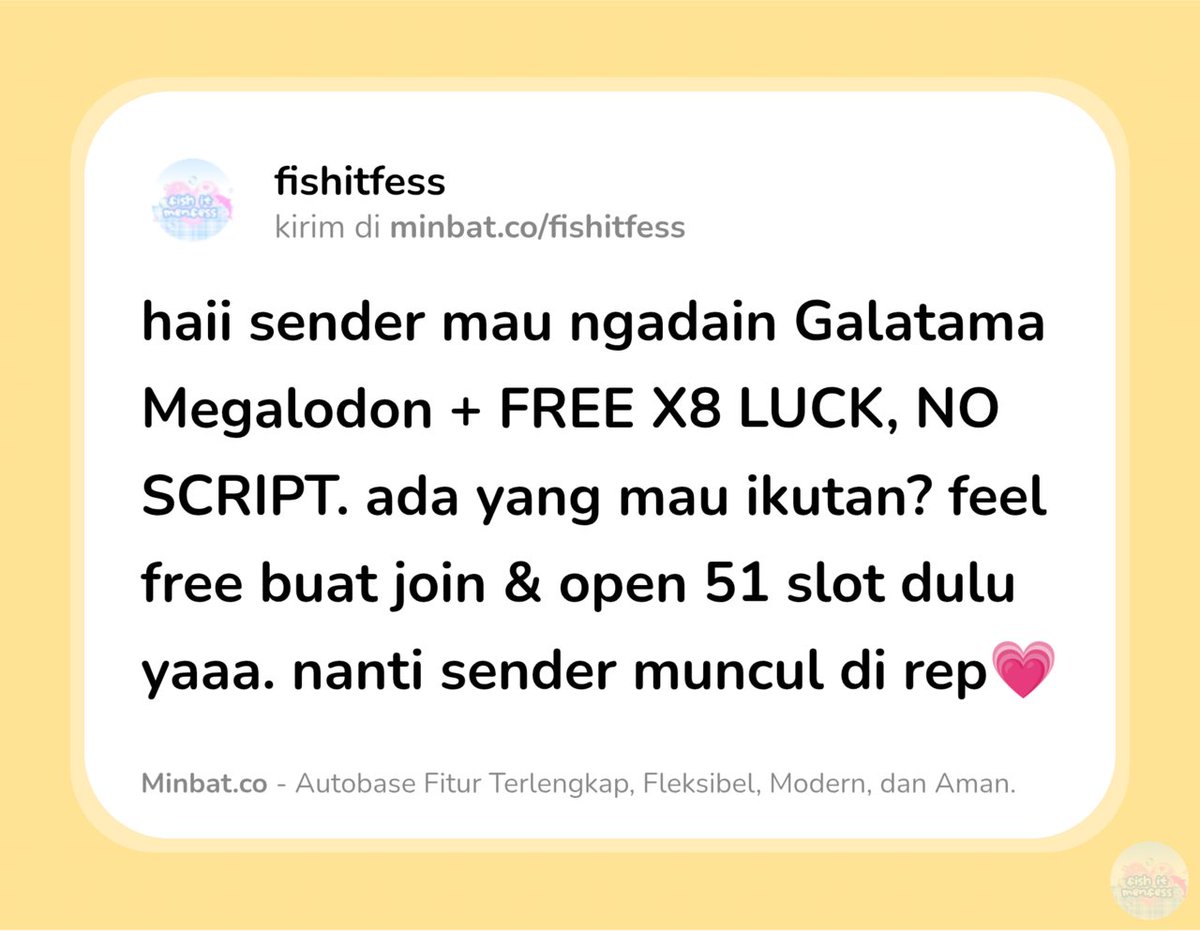 FISH IT FESS ‼️ WTT CANTUMIN UNAME tweet media