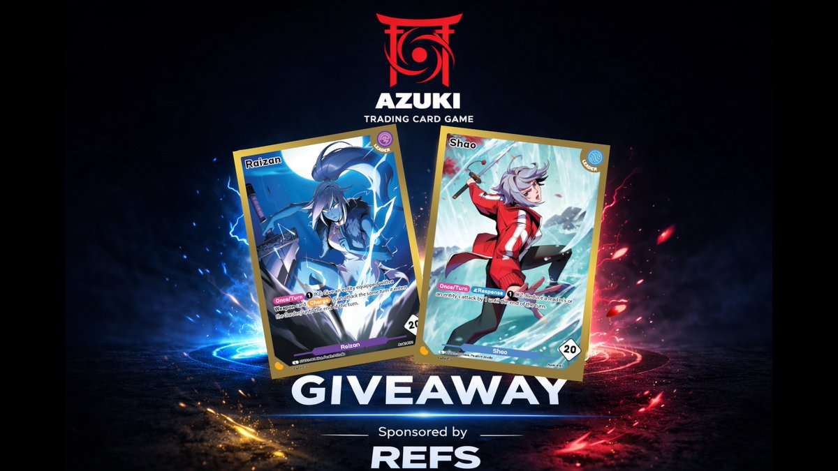 🔥 <a href="/Azuki/">Azuki</a> TCG GIVEAWAY 🔥

We’re giving away TWO Alpha Starter Decks — two winners, two chances to level up.

How to Enter:

1️⃣ Follow @whatsyourrefs &amp; @azukitcg
2️⃣ RT + Tag two from the Garden ⛩️
3️⃣ Comment which Starter Deck you want: Shao or Raizan
4️⃣ Create an account on