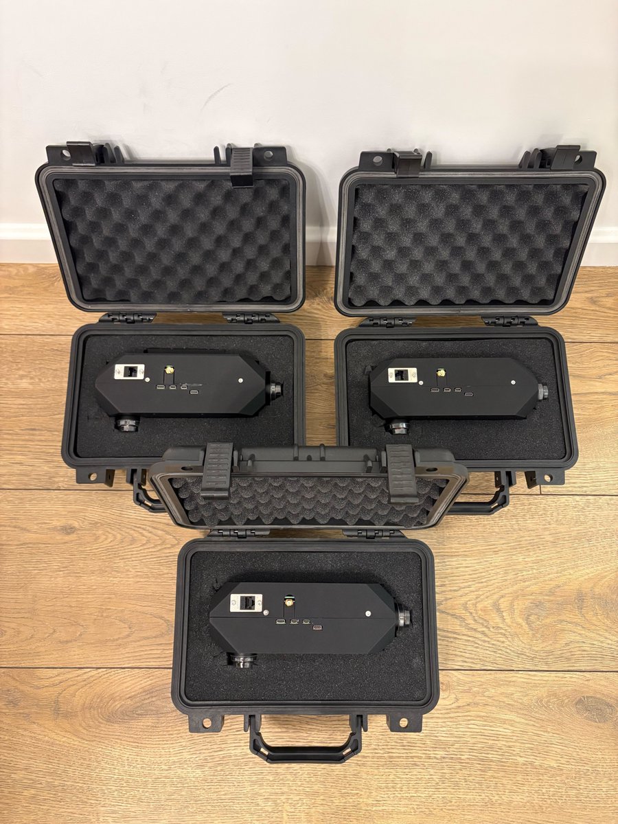 Three OSIRIS units, our low-cost optical-inertial terrain navigation module for UAVs, built entirely with 🇬🇧 and 🇪🇺 parts.

Our 🇬🇧 UK team has kicked development into overdrive. More units. More flights. More data. More testing.

Because reliable navigation is not earned in