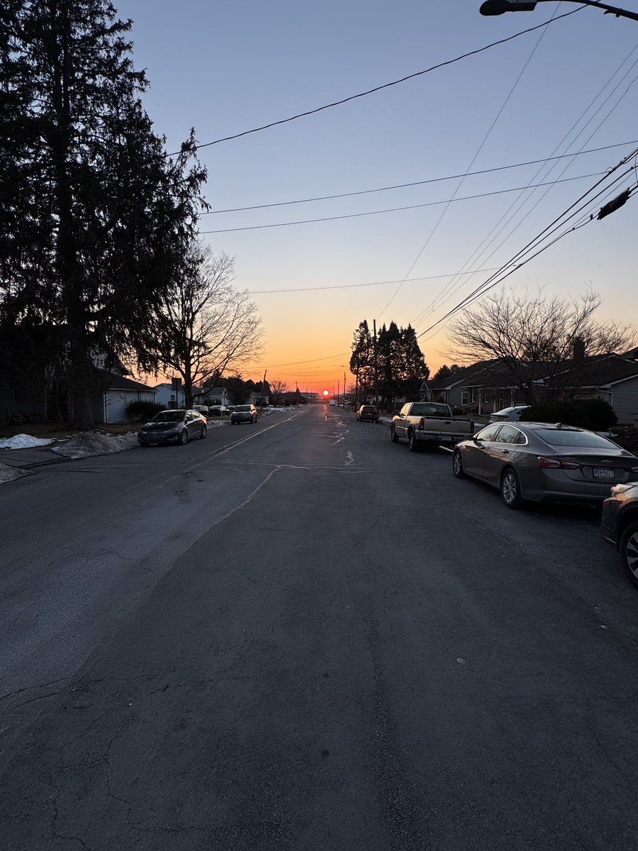 Twice a year the sunset lines up perfectly with the streets here in town. Oftentimes I’m not home or it’s cloudy or I just forget to capture it. 

I call it TatamyHenge. Spring is coming! Happy Friday everyone. 

<a href="/ssigafoos/">Stephanie Sigafoos</a> <a href="/LVNewsdotcom/">LehighValleyNews.com</a> <a href="/Timeismc2/">Kris Alexander</a> <a href="/LVwithLove/">Lehigh Valley with Love</a>