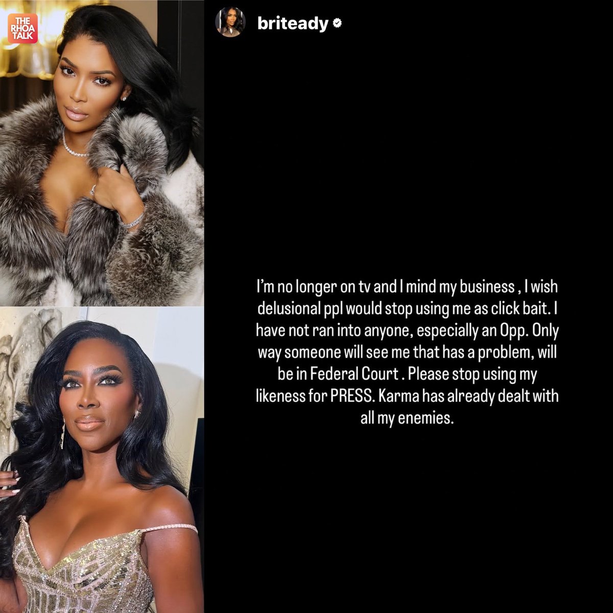 TheRhoaTalk's tweet photo. Brit reacts after Kenya announces YouTube live to talk her encounter with Brit and more. #RHOA https://t.co/34vrdqVhIR
